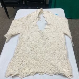 Elegant Cream Crochet Swim Coverup